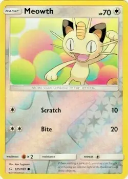 Meowth 125/181 S&M Team Up REVERSE HOLO PERFECT MINT! Pokemon - Image 1