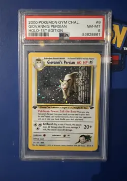POKEMON GYM CHALLENGE GIOVANNI’S PERSIAN 1ST EDITION HOLO #8 PSA 8 - Image 1