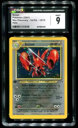 CGC 9 Scizor 1st Edition Holo Rare Neo Discovery 2001 Pokemon Card #10 - Image 1