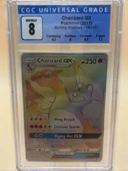 CGC 8 Charizard GX (Secret) Pokemon 150/147 Sm-Burning Shadows Holo NM Fast Ship - Image 1