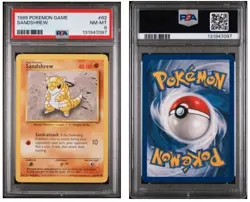Sandshrew #62 1999 Pokemon Base Set Fighting PSA 8 NM-MT - Image 1