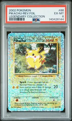 2002 POKEMON LEGENDARY COLLECTION #86 PIKACHU-REVERSE FOIL PSA 6 - Image 1
