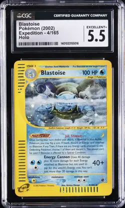 2002 POKEMON EXPEDITION HOLO #4/165 BLASTOISE CGC 5.5 - Image 1