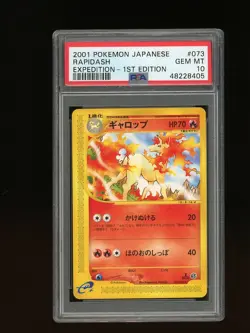 Pokemon PSA 10 GEM MINT 2001 Rapidash 1st ED Japanese Expedition NonHolo Card 73 - Image 1