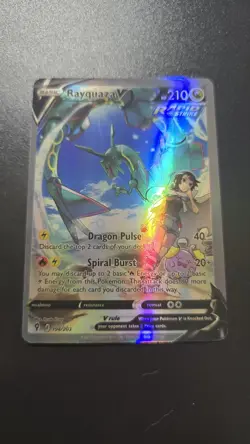 Pokemon Rayquaza V Evolving Skies 194/203 Holo Ultra Rare Card Alt Art Near Mint - Image 1