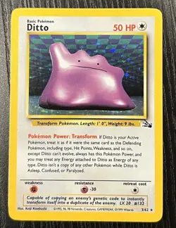 DITTO 3/62 Holo Rare Fossil Set Unlimited 1999 - Pokemon Card WOTC NM/M - Image 1