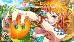 One Piece Duel Playmat Nami Orange CCG OPCG TCG Trading Card Game Mat Table Play - Image 1