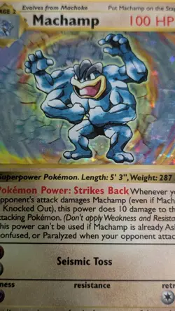1st Edition Shadowless Machamp 8/102 Base Set Holo Rare Vintage Pokemon Card - Image 2