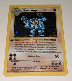 1st Edition Shadowless Machamp 8/102 Base Set Holo Rare Vintage Pokemon Card - Image 5