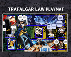 One Piece Card Game Trafalgar Law Green Yellow mat Gaming Desk Playmat Mousepad - Image 2