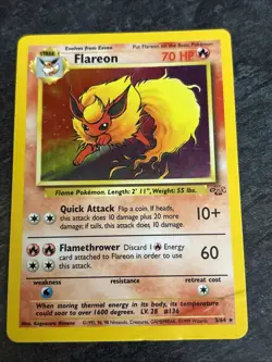Flareon Jungle Holo 3/64 Pokemon Card -Played Condition - Image 1