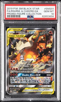 2019 POKEMON SM BLACK STAR PROMO #SM201 FULL ART/RESHIRAM & CHARIZARD GX PSA 10 - Image 1