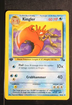 PSA 8 NEAR MINT MINT 1999 Pokemon Fossil #38 Kingler 1st Edition !!! - Image 2