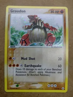 Groudon Pokemon Card EX Hidden Legends 102/101 SWIRL Secret Rare Holo Excellent - Image 1