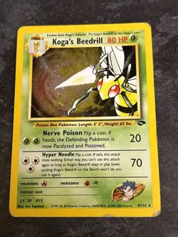 Kogas Beedrill 9/132 Holo Pokemon Card -Gym Challenge-Good Condition - Image 1