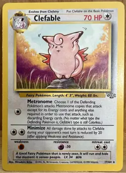 Clefable Pokemon TCG Jungle Set Unlimited 17/64 Rare Non-Holo 1999 LP - Image 2