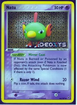 VINTAGE POKEMON 2005 NATU 66/107 Ex DEOXYS - REVERSE HOLO -STAMPED - NM - Image 1