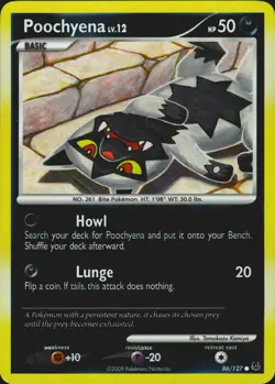Poochyena 86/127 Reverse Holo Common Platinum Pokemon Card NM/LP - Image 1