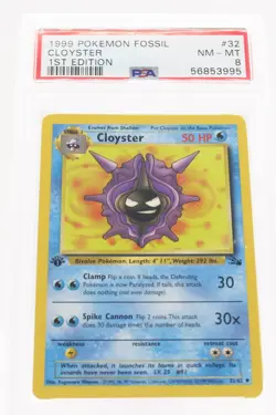 PSA 8 NEAR MINT-MINT 1999 Pokemon Fossil #32 Cloyster 1st Edition !!! - Image 1