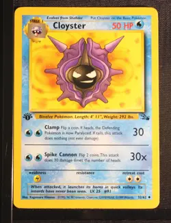 PSA 8 NEAR MINT-MINT 1999 Pokemon Fossil #32 Cloyster 1st Edition !!! - Image 3