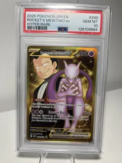 PSA 10 ❤‍🔥 Team Rocket’s Mewtwo EX 213/182 Destined Rivals Pokemon TCG - Image 1