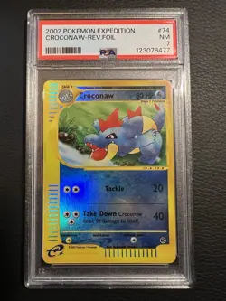 2002 Croconaw Reverse Foil Pokemon Expedition #74 PSA 7 - Image 1