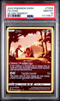 2022 POKEMON SWORD & SHIELD SILVER TEMPEST #TG04 FULL ART/JYNX PSA 10 - Image 1