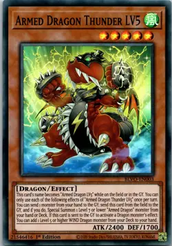 Yugioh Armed Dragon Thunder LV5 BLVO-EN003 1st Edition Super Rare NM - Image 1