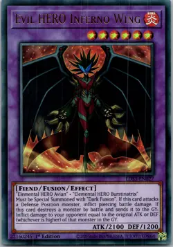 Yugioh Evil HERO Inferno Wing LDS3-EN027 1st Edition Ultra Rare NM - Image 1
