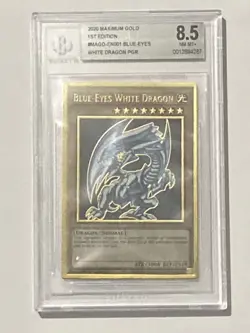2020 Yugioh Blue Eyes White Dragon Maximum Gold 1st Edition Beckett 8.5 NM-MT+ - Image 1