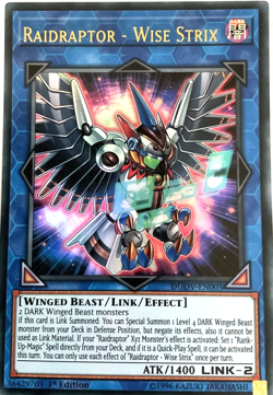Raidraptor - Wise Strix DUOV-EN005 Ultra Rare 1st Edition YuGiOh TCG Card - Image 1