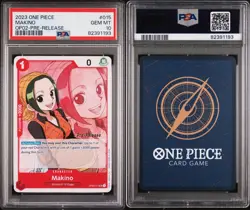 2023 PRE RELEASE Stamp ONE PIECE MAKINO PSA 10 OP02-015 UC - Image 2