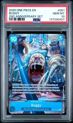Buggy PSA10 2025 One Piece English Version 2nd Anniversary Set #051 - Image 1