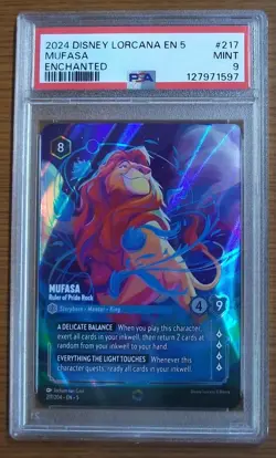 Disney Lorcana PSA 9 Mufasa - Ruler of Pride Rock Enchanted - Image 1
