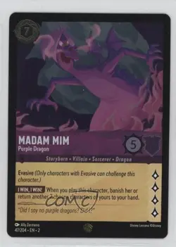 2023 Disney Lorcana - Rise of the Floodborn 2 Foil Madam Mim Purple Dragon #47 - Image 1