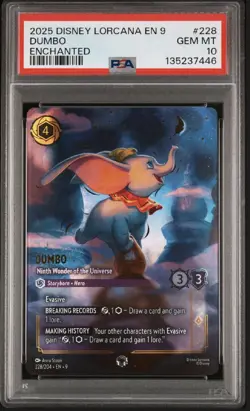 2025 DISNEY LORCANA EN 9-FABLED ENCHANTED #228 DUMBO PSA 10 - Image 1