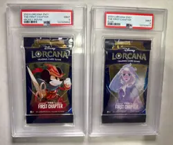 PSA 9 Lorcana Booster Pack Art Set first chapter mickey, Elsa, Maleficent - Image 1