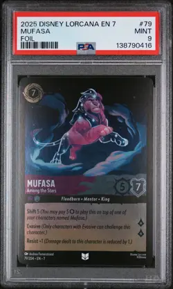 2025 DISNEY LORCANA EN 7-ARCHAZIA'S ISLAND FOIL MUFASA - AMONG THE STARS PSA 9 - Image 1