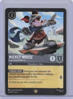 Disney Lorcana TCG Mickey Mouse Inspirational Warrior #200/204 - Image 1
