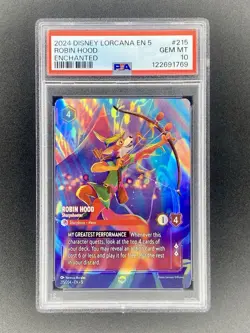 2024 DISNEY LORCANA EN 5 ROBIN HOOD SHARPSHOOTER ENCHANTED PSA 10! - Image 1