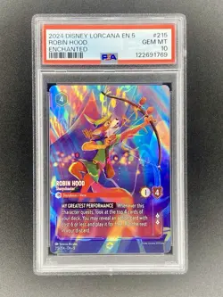 2024 DISNEY LORCANA EN 5 ROBIN HOOD SHARPSHOOTER ENCHANTED PSA 10! - Image 2
