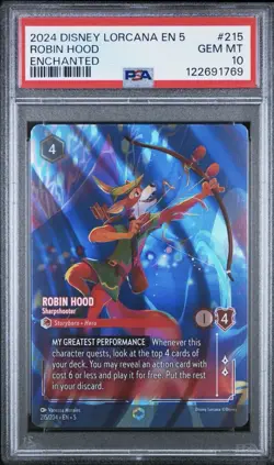 2024 DISNEY LORCANA EN 5 ROBIN HOOD SHARPSHOOTER ENCHANTED PSA 10! - Image 5
