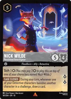 Nick Wilde Persistent Investigator 187/204 Whispers in the Well Disney Lorcana - Image 1