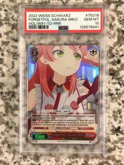 2022 Weiss Schwarz English Hololive Forgetful, Sakura Miko TE016 RRR PSA 10 - Image 1