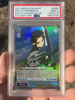 PSA 9 10 Kirito Sword Art Online Weiss Schwarz Card Signed By VA Bryce P. - Image 1