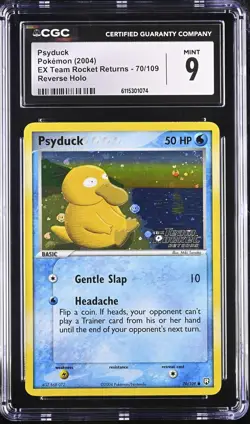 CGC 9 Psyduck EX Team Rocket Returns 70/109 Reverse Holo Stamped Pokemon Card - Image 1
