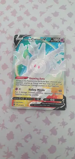 Pokemon Galarian Cursola V Full Art Rare Holo Card 071/073 Champions Path TCG - Image 1