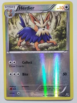 REVERSE HOLO Herdier 82/114 LP - Black White Pokemon Card - Midori Harada Art - Image 1