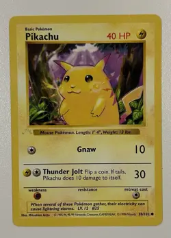 Pokemon Pikachu 1st Edition Ghost Stamp Error/Misprint. 58/102 Base Set - LP - Image 1