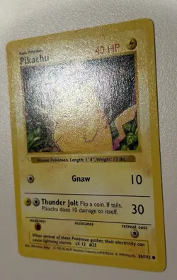 Pokemon Pikachu 1st Edition Ghost Stamp Error/Misprint. 58/102 Base Set - LP - Image 2